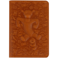 Обложка для паспорта Кожевенная мануфактура, нат. кожа, "Тигр 3", коричневый