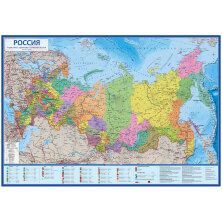 Карта "Россия" политико-административная Globen, 1:7,5млн., 1160*800мм, интерактивная, европодвес
