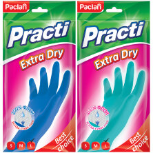 Перчатки резиновые Paclan "Practi Extra Dry", разм. L, цвет микс, пакет с европодвесом