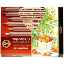 Карандаши цветные Koh-I-Noor "Jumbo Triocolor 3151", 24цв., трехгран., утолщен., неокр. корпус, картон