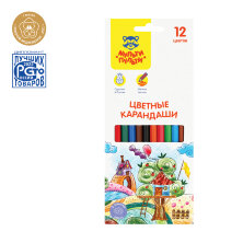 Карандаши цветные Мульти-Пульти "Невероятные приключения", 12цв., заточен., картон, европодвес