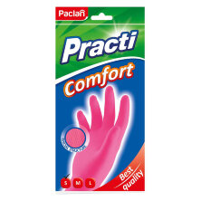 Перчатки резиновые Paclan "Practi. Comfort", S, розовые, пакет с европодвесом