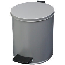 Ведро-контейнер для мусора (урна) Титан,15л,спедалью,круглое,металл, серыйметаллик