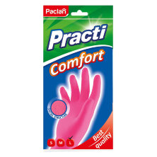 Перчатки резиновые Paclan "Practi. Comfort", разм. L, розовые, пакет с европодвесом