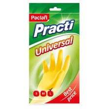 Перчатки резиновые Paclan "Practi. Universal", разм. L, желтые, пакет с европодвесом