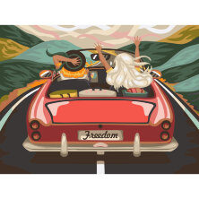 Картина по номерам на холсте ТРИ СОВЫ "В лето на кабриолете", 30*40, с акриловыми красками и кистями