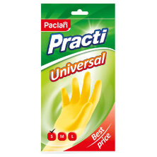 Перчатки резиновые Paclan "Practi. Universal", разм. S, желтые, пакет с европодвесом