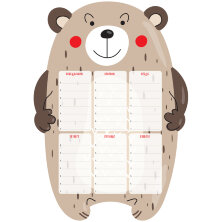 Магнитный планер расписание уроков с маркером А3 ArtSpace "Пиши-Стирай. Bear"