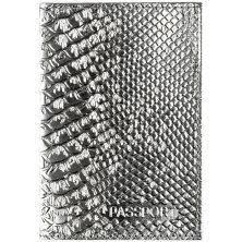 Обложка для паспорта OfficeSpace "Питон", кожа, тиснение, серебряный металлик