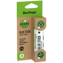 Клей-карандаш Berlingo "Green Series", 21г, блистер, европодвес, растительные компоненты (крахмал)