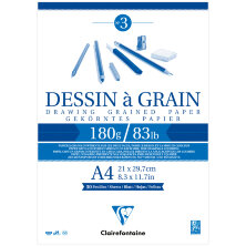 Скетчбук 30л., А4 Clairefontaine "Dessin a grain", на склейке, 180г/м2, мелкозернистая