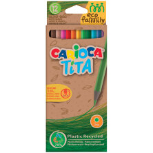 Карандаши цветные пластиковые Carioca "Tita. EcoFamily", 12цв., заточен., картон, европодвес