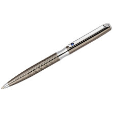 Ручка шариковая Delucci "Taglia" синяя 1,0мм, корпус оружейный металл/серебро, с кристалл, подарочная упаковка