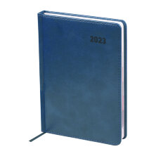 Ежедневник датированный 2023г. с вырубкой, А5, 176л., кожзам, OfficeSpace "Vesper Index", синий